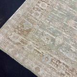 8’10 x 12’ Silk & Wool Gordes Rug Sea Foam Blue and Green, Taupe, Cream + Stone MK469