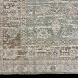 8’10 x 12’ Silk & Wool Gordes Rug Sea Foam Blue and Green, Taupe, Cream + Stone MK469