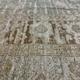 8’10 x 12’ Silk & Wool Gordes Rug Sea Foam Blue and Green, Taupe, Cream + Stone MK469