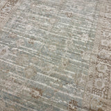 8’10 x 12’ Silk & Wool Gordes Rug Sea Foam Blue and Green, Taupe, Cream + Stone MK469