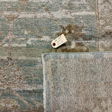8’10 x 12’ Silk & Wool Gordes Rug Sea Foam Blue and Green, Taupe, Cream + Stone MK469