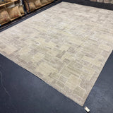 9’1 x 12’ Moroccan Style Rug Pure Silk and Organic Wool Muted Sage, Stone,  Brown & Gray MK586
