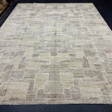 9’1 x 12’ Moroccan Style Rug Pure Silk and Organic Wool Muted Sage, Stone,  Brown & Gray MK586
