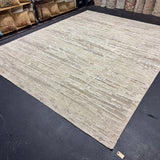 9’6 x 12’ Moroccan Style Rug Pure Silk and Organic Wool Muted Stone, Brown & Bone MK419