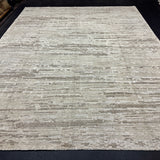 9’6 x 12’ Moroccan Style Rug Pure Silk and Organic Wool Muted Stone, Brown & Bone MK419