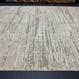 9’6 x 12’ Moroccan Style Rug Pure Silk and Organic Wool Muted Stone, Brown & Bone MK419