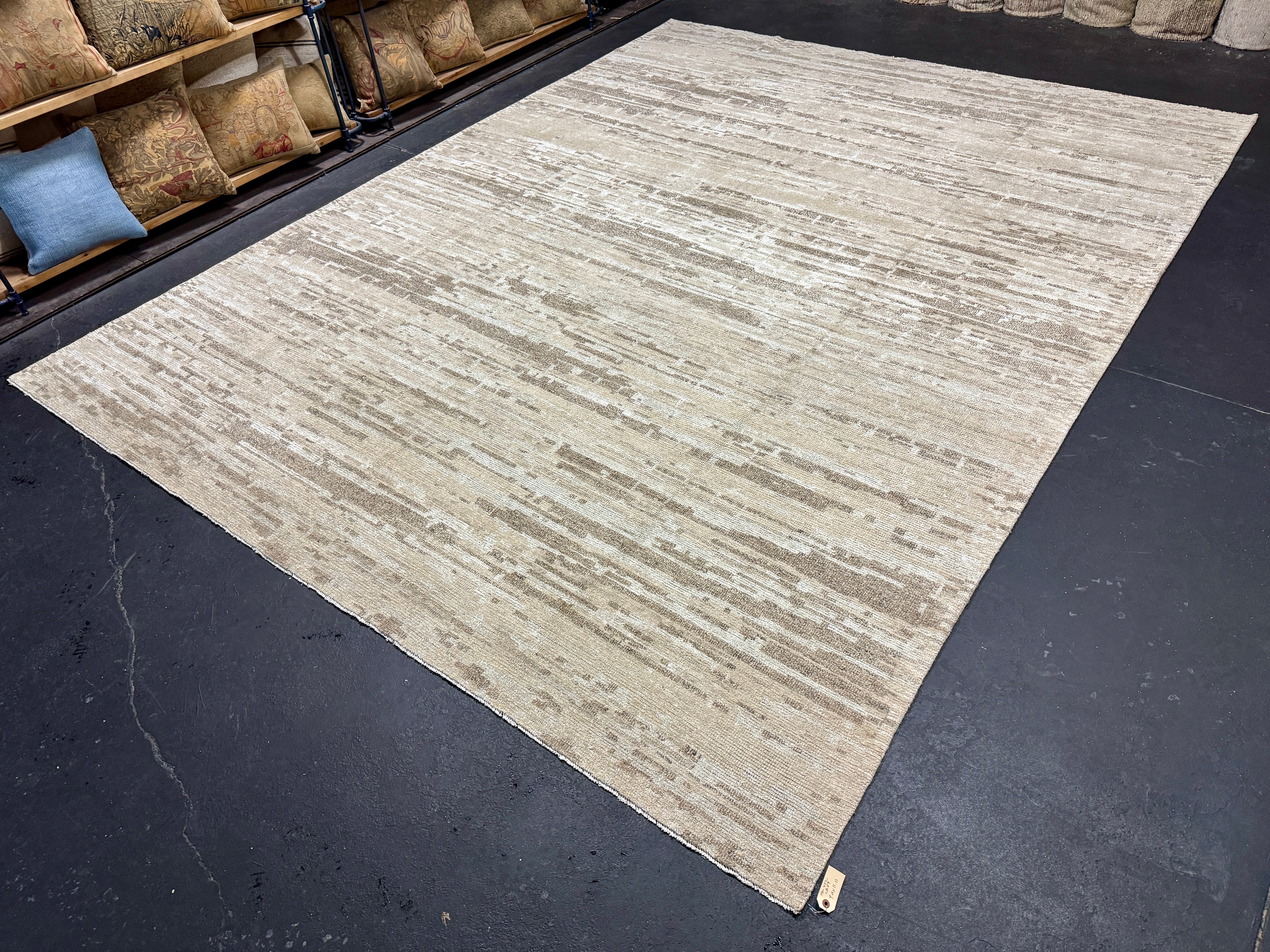 9’1 x 11’11  Moroccan Style Rug Pure Silk and Organic Wool Muted Beige, Brown & Gray MK452 Linda's Barn