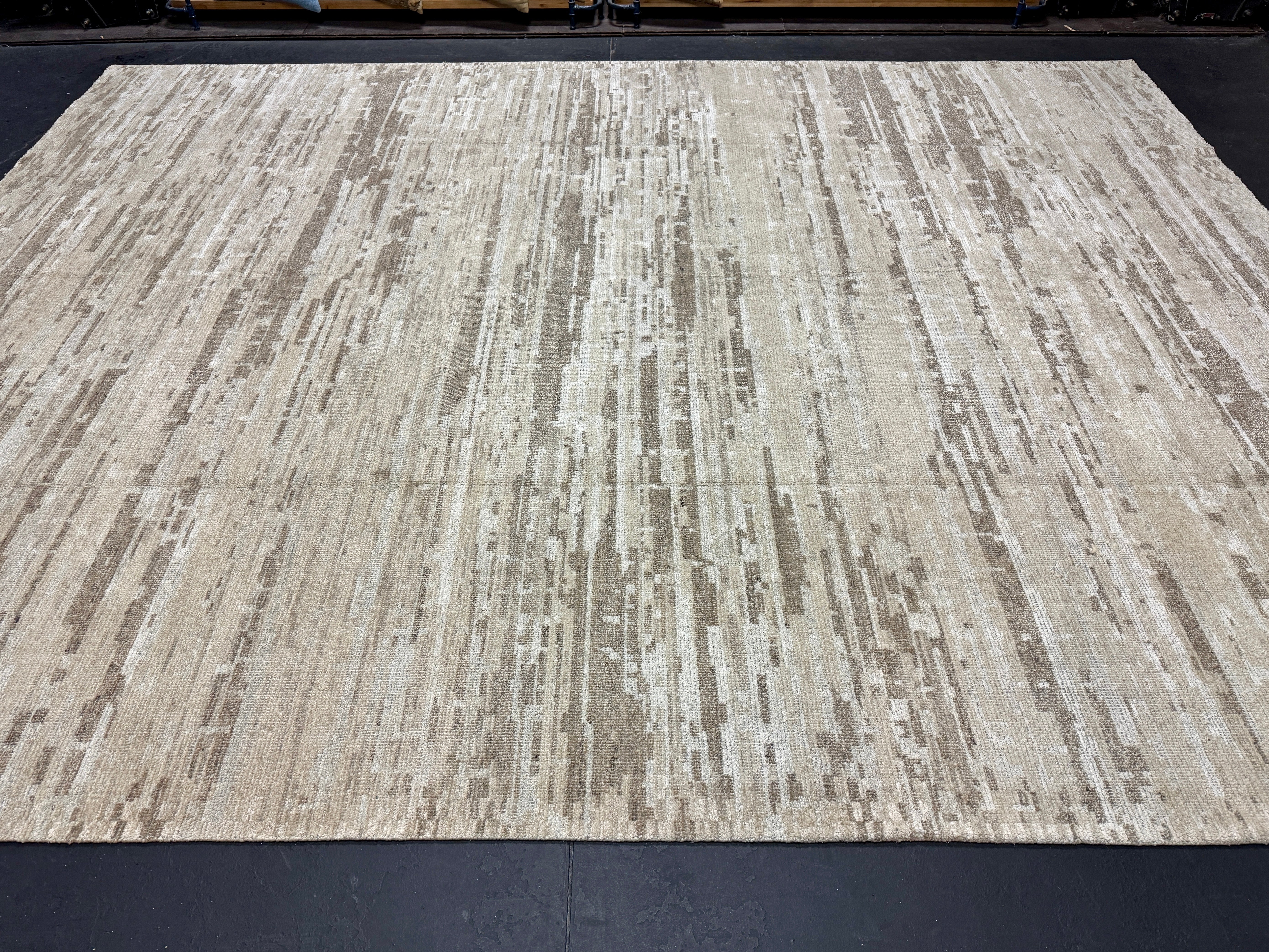 9’1 x 11’11  Moroccan Style Rug Pure Silk and Organic Wool Muted Beige, Brown & Gray MK452 Linda's Barn