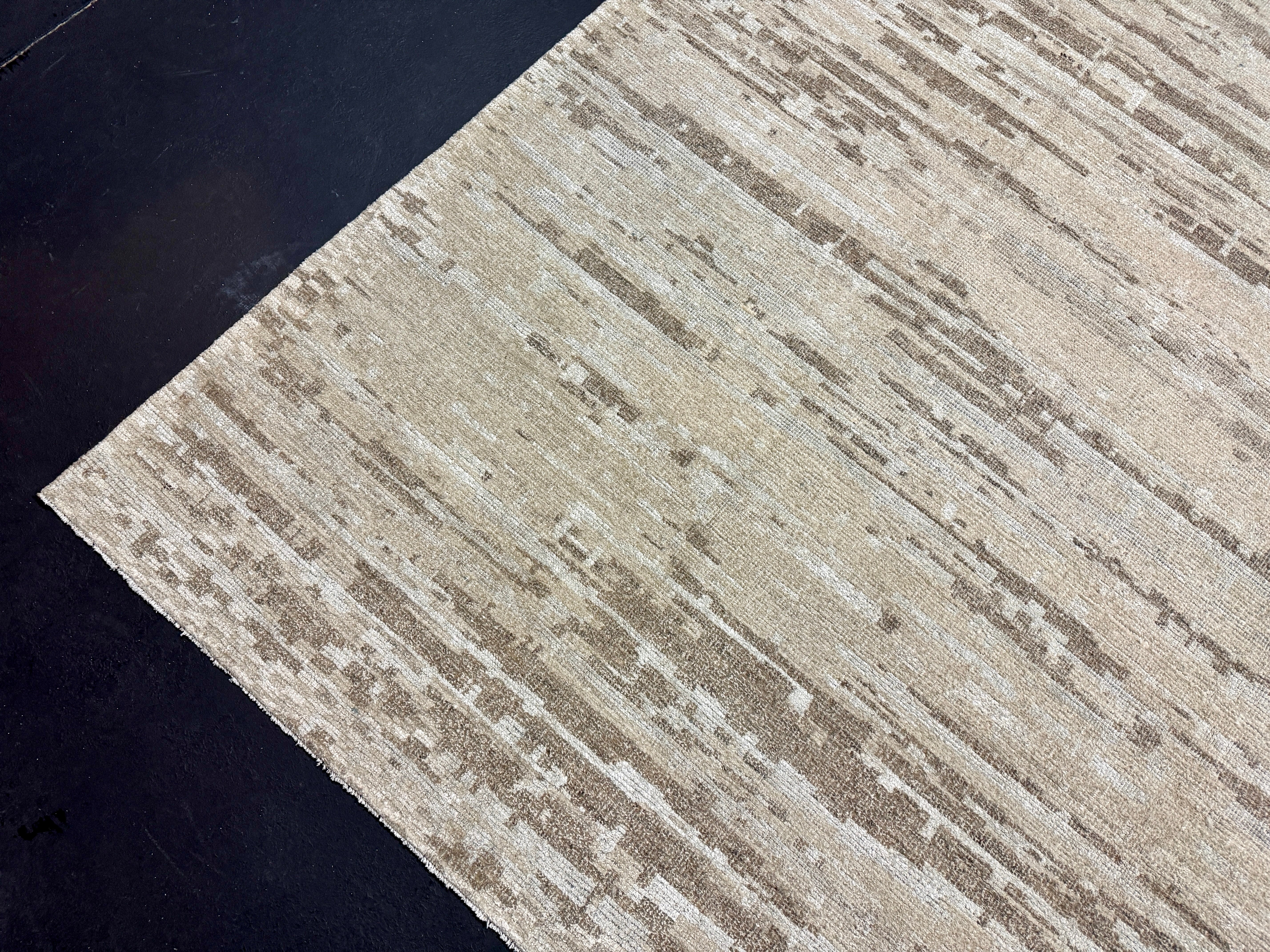9’1 x 11’11  Moroccan Style Rug Pure Silk and Organic Wool Muted Beige, Brown & Gray MK452 Linda's Barn