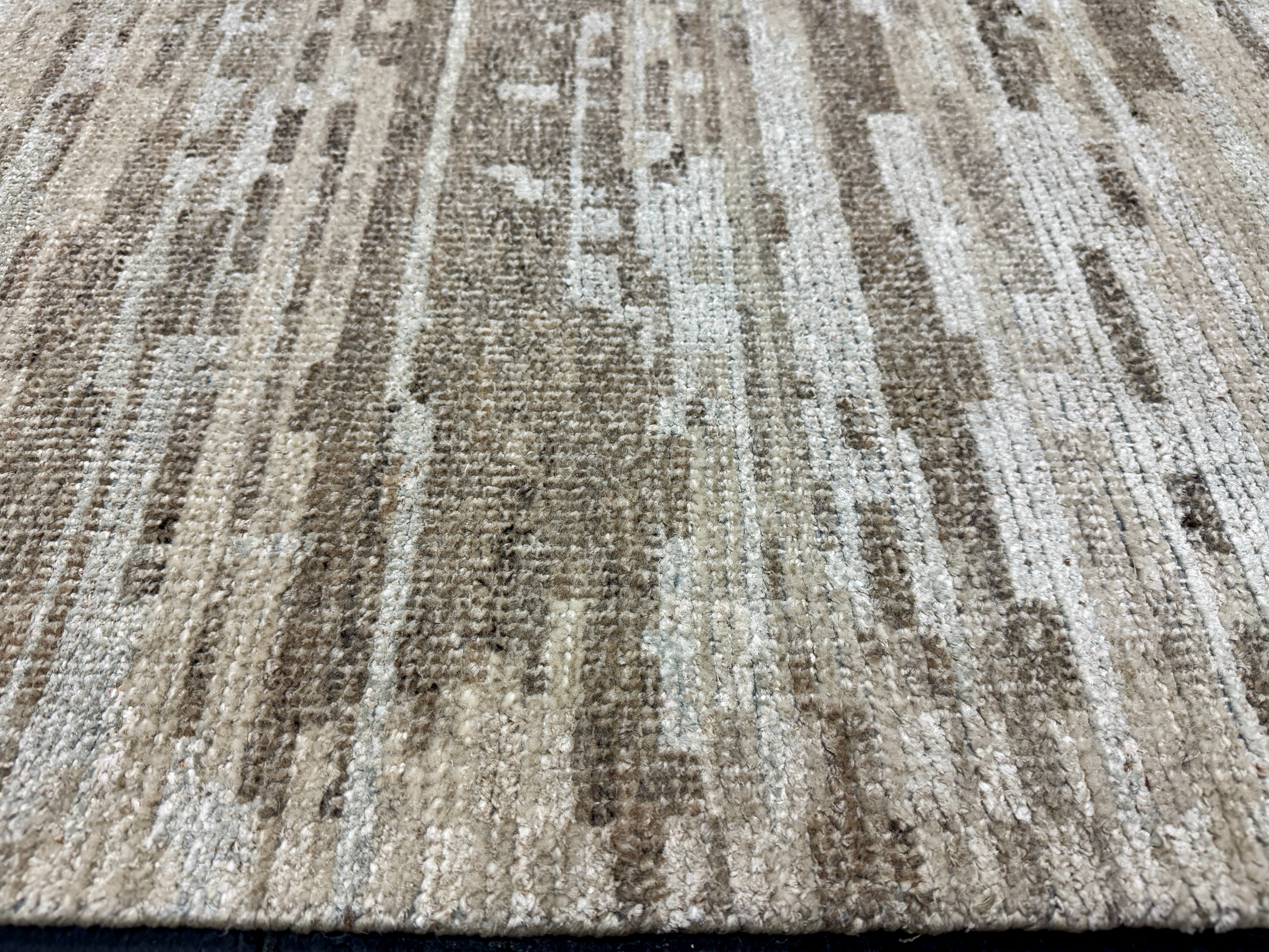 9’1 x 11’11  Moroccan Style Rug Pure Silk and Organic Wool Muted Beige, Brown & Gray MK452 Linda's Barn