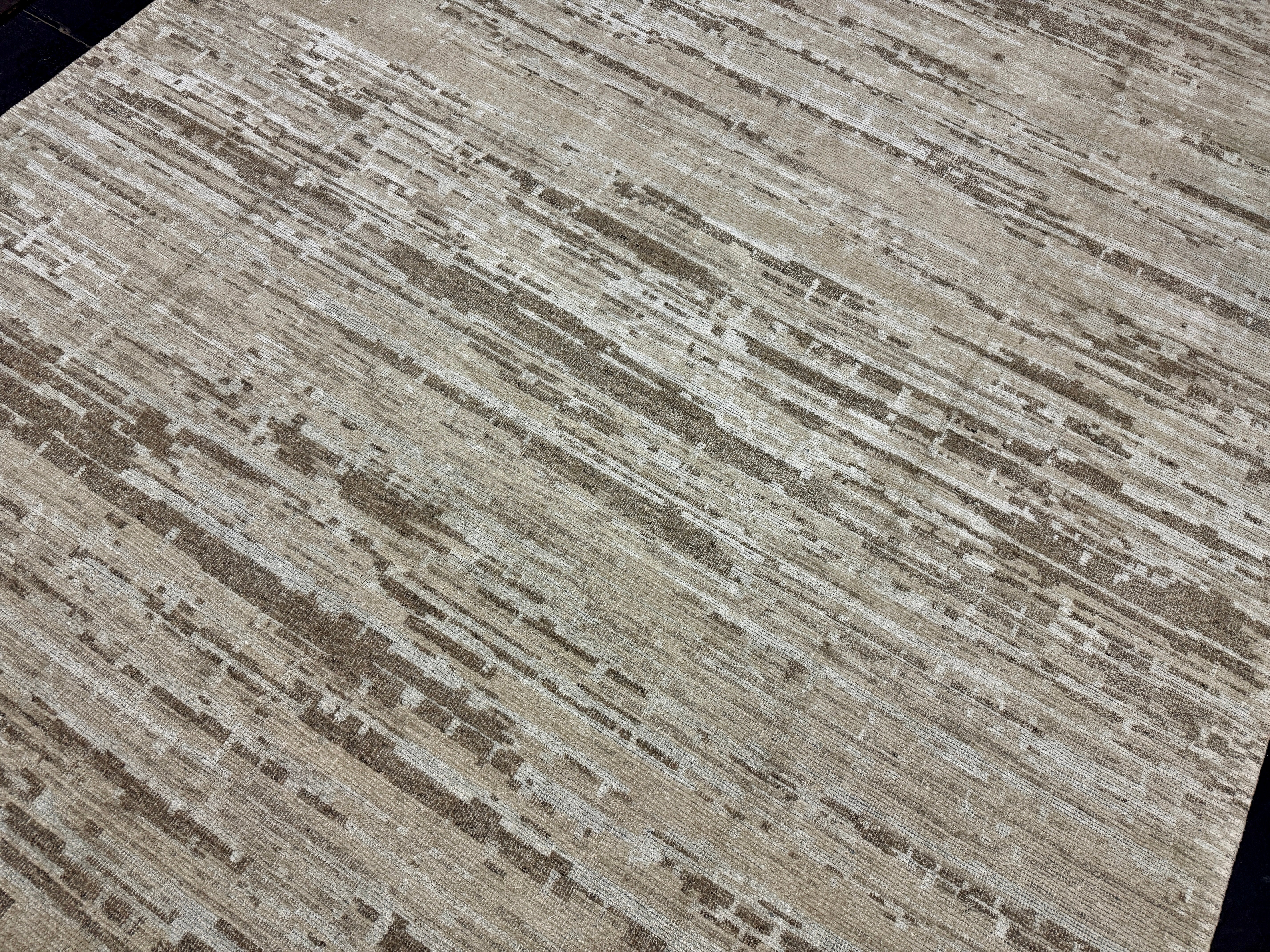 9’1 x 11’11  Moroccan Style Rug Pure Silk and Organic Wool Muted Beige, Brown & Gray MK452 Linda's Barn