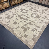 9’3 x 12’1 Moroccan Style Rug Pure Silk and Organic Wool Muted Beige Stone,  Brown & Cream MK420