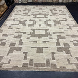 9’3 x 12’1 Moroccan Style Rug Pure Silk and Organic Wool Muted Beige Stone,  Brown & Cream MK420