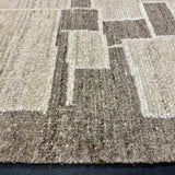 9’3 x 12’1 Moroccan Style Rug Pure Silk and Organic Wool Muted Beige Stone,  Brown & Cream MK420