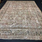 9’6 x 13’ Classic Antique Carpet Muted Rust, Black, Bone & Bronze 5768