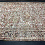 9’6 x 13’ Classic Antique Carpet Muted Rust, Black, Bone & Bronze 5768