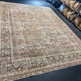 9’6 x 13’ Classic Antique Carpet Muted Rust, Black, Bone & Bronze 5768