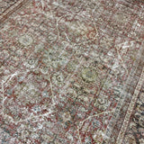 9’6 x 13’ Classic Antique Carpet Muted Rust, Black, Bone & Bronze 5768