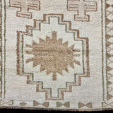 3’4 x 10’6 Vintage Herki Runner Cream & Light Brown + Green 4991