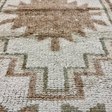 3’4 x 10’6 Vintage Herki Runner Cream & Light Brown + Green 4991