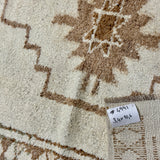 3’4 x 10’6 Vintage Herki Runner Cream & Light Brown + Green 4991