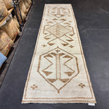 3’2 x 11’4 Vintage Herki Runner Cream & Light  Brown 5624