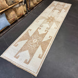 3’1 x 12’4 Vintage Herki Runner Cream & Light Brown 5918