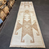 3’1 x 12’4 Vintage Herki Runner Cream & Light Brown 5918