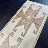 3’1 x 12’4 Vintage Herki Runner Cream & Light Brown 5918