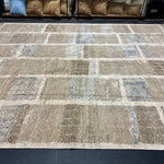 9’3 x 12’ Swedish Style Rug Pure Distressed Silk, Organic Wool + Allo Muted Taupe, Camel, Denim & Silver LB31 Linda's Barn