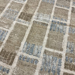 9’3 x 12’ Swedish Style Rug Pure Distressed Silk, Organic Wool + Allo Muted Taupe, Camel, Denim & Silver LB31 Linda's Barn