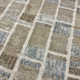 9’3 x 12’ Swedish Style Rug Pure Distressed Silk, Organic Wool + Allo Muted Taupe, Camel, Denim & Silver LB31 Linda's Barn