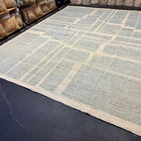 10’4 x 12’11 Moroccan Style Rug Pure Soft Organic Wool Sea Blue & Beige LB41 Linda's Barn