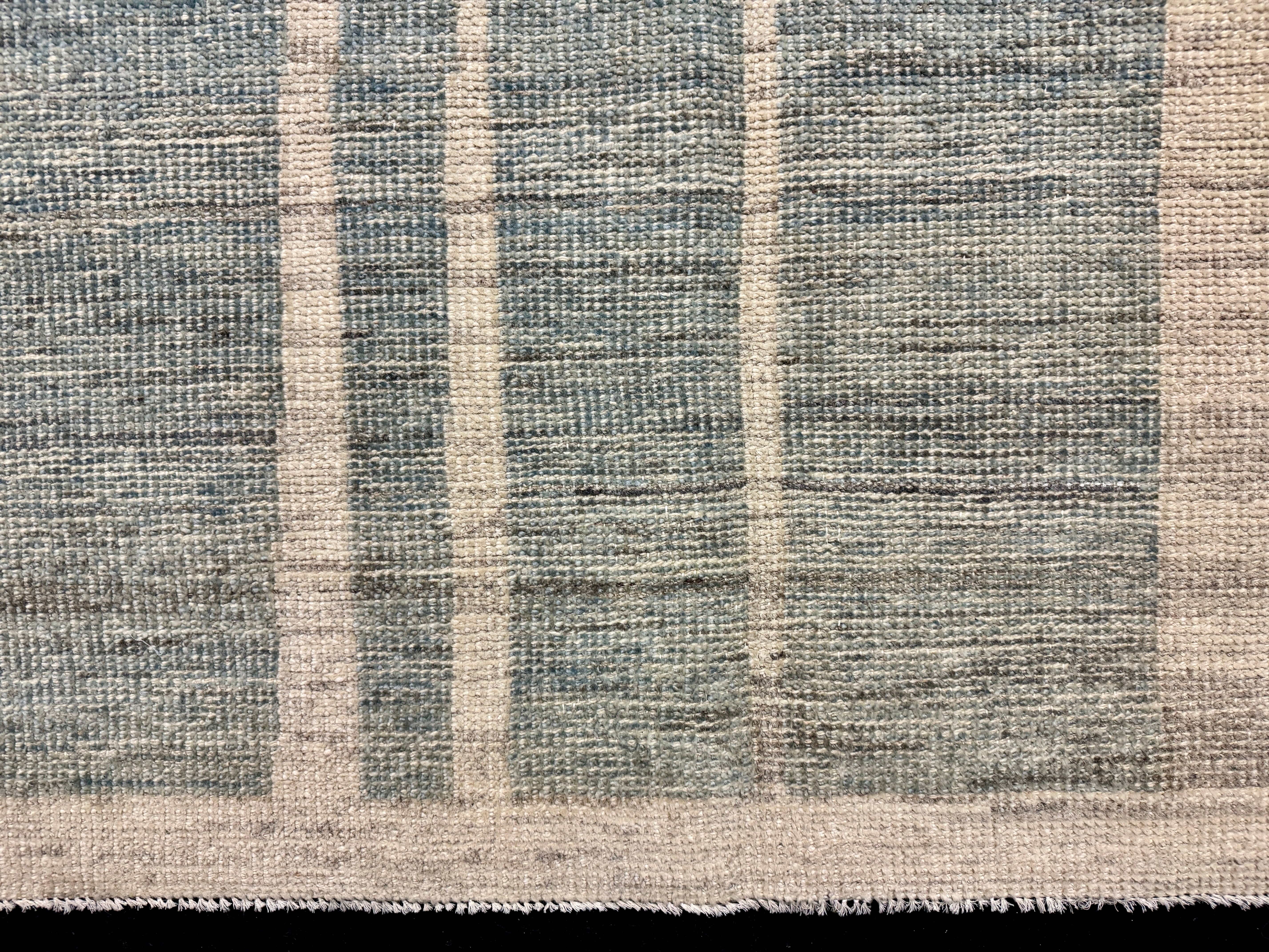 10’4 x 12’11 Moroccan Style Rug Pure Soft Organic Wool Sea Blue & Beige LB41 Linda's Barn