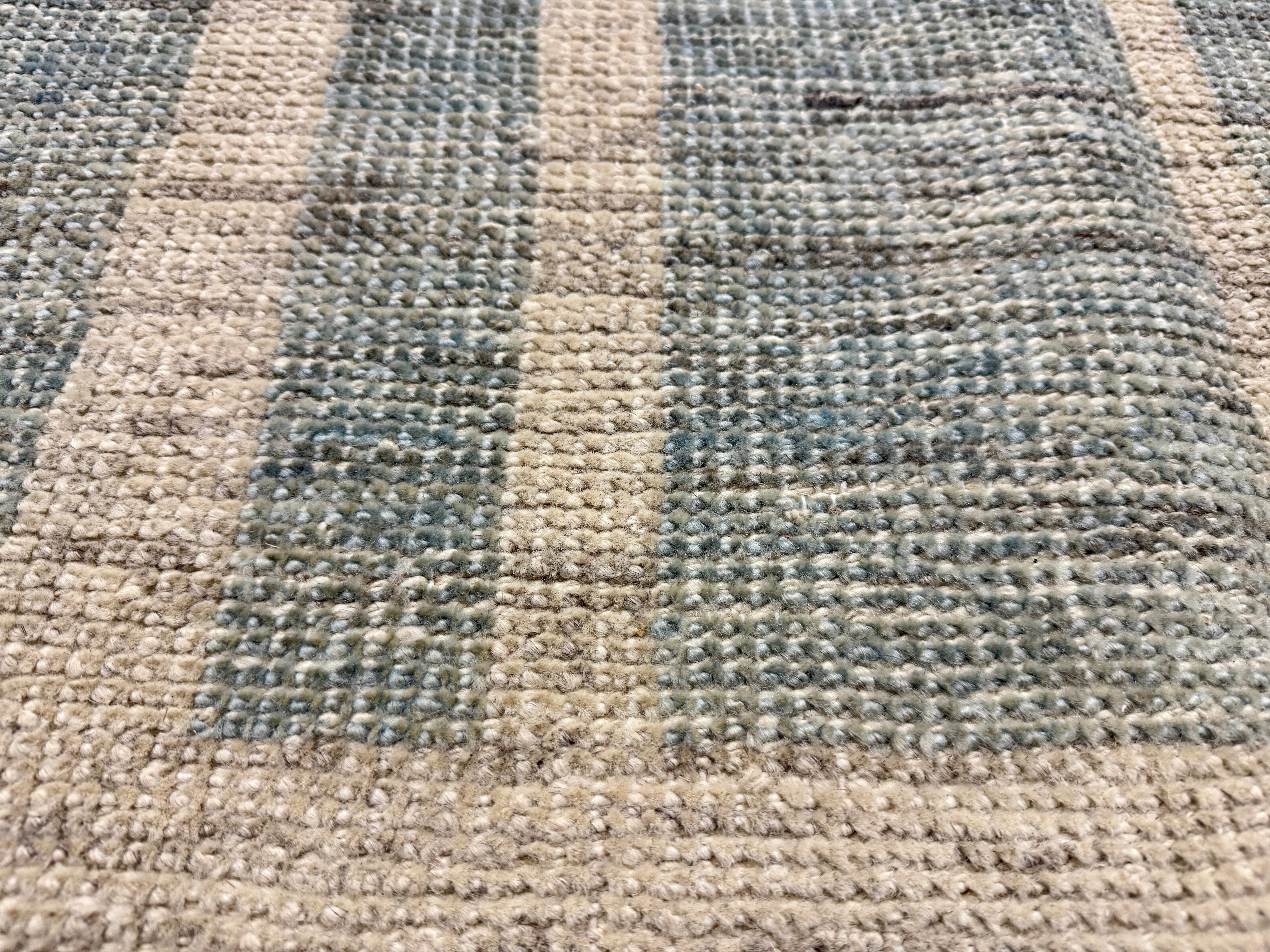 10’4 x 12’11 Moroccan Style Rug Pure Soft Organic Wool Sea Blue & Beige LB41 Linda's Barn