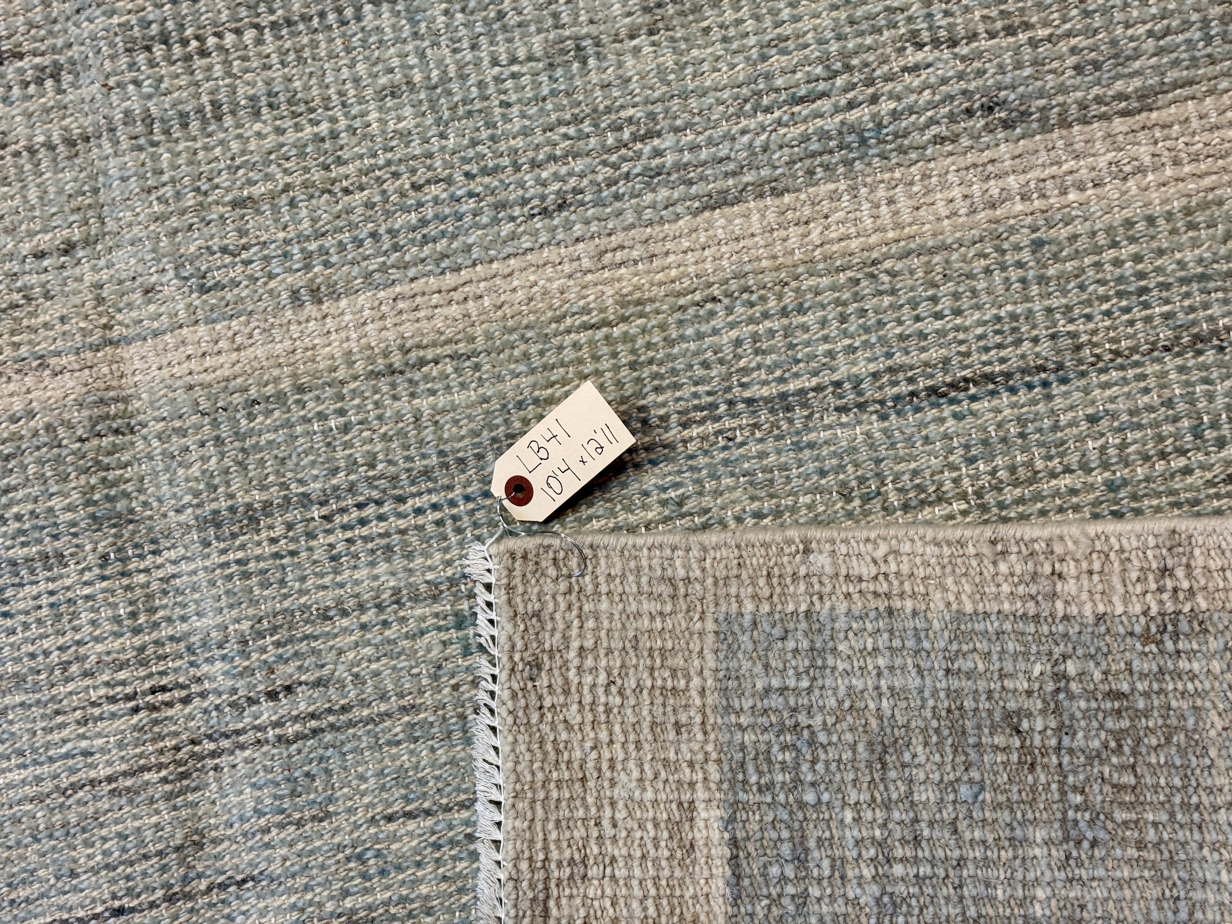 10’4 x 12’11 Moroccan Style Rug Pure Soft Organic Wool Sea Blue & Beige LB41 Linda's Barn