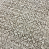 9’ x 12’5 Persian Style Rug Pure Distressed Silk, Organic Wool + Allo Muted Taupe & Bone LB18