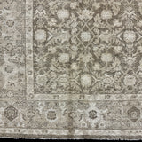 9’ x 12’5 Persian Style Rug Pure Distressed Silk, Organic Wool + Allo Muted Taupe & Bone LB18
