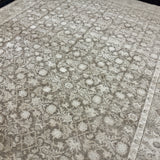 9’ x 12’5 Persian Style Rug Pure Distressed Silk, Organic Wool + Allo Muted Taupe & Bone LB18