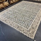 8’10 x 12’3  Persian Style Rug Pure Distressed Silk, Organic Wool + Allo Muted Midnight Blue, Taupe & Bone LB32
