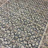 8’10 x 12’3  Persian Style Rug Pure Distressed Silk, Organic Wool + Allo Muted Midnight Blue, Taupe & Bone LB32