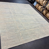 9’2 x 11’11 Moroccan Style Rug Pure Soft Organic Wool Sea Foam, Gray & Beige LB40
