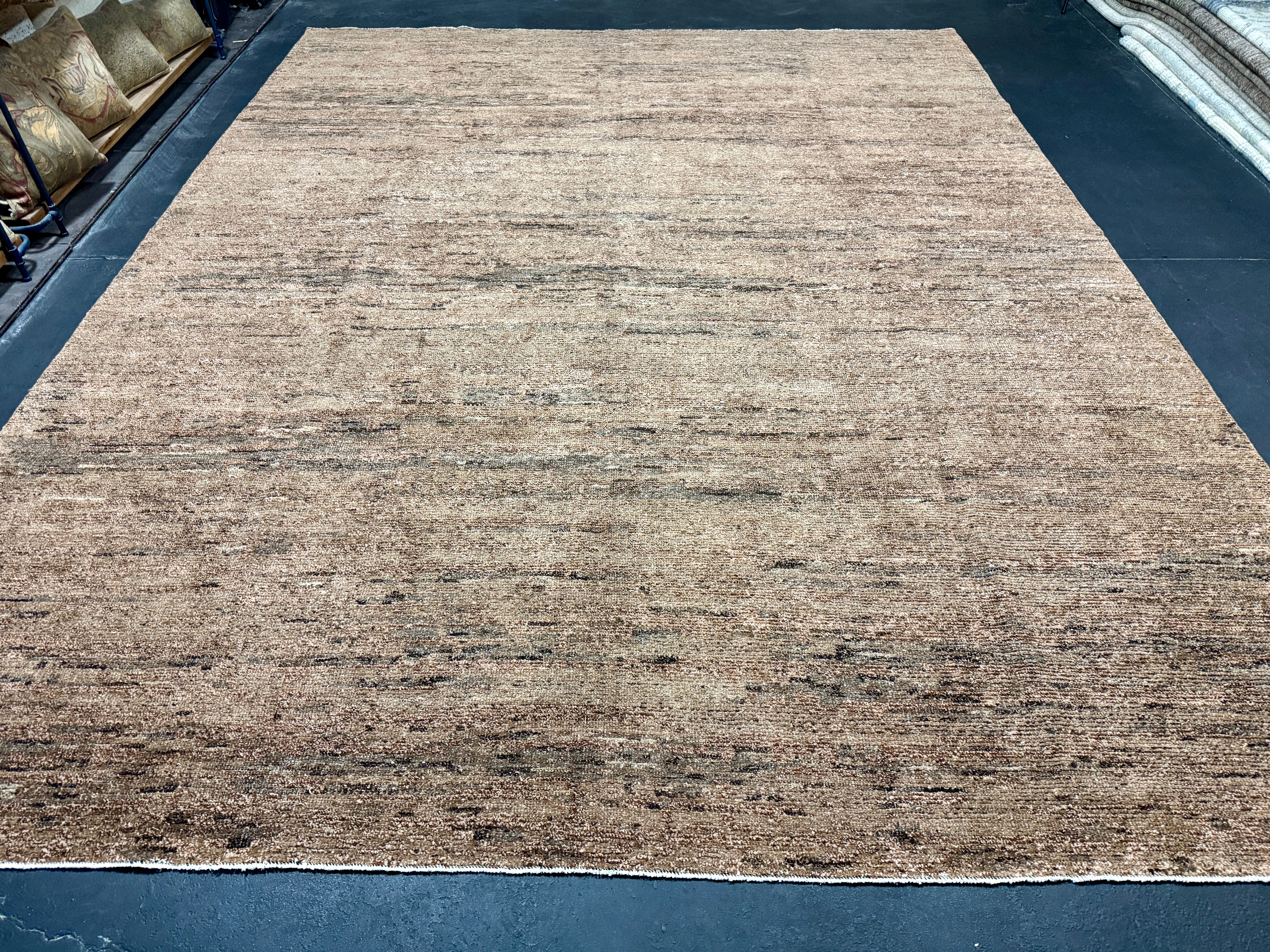 9’3 x 11’11  Moroccan Style Rug Pure Silk and Organic Wool Muted Cognac & Tabacco Brown LB05 Linda's Barn