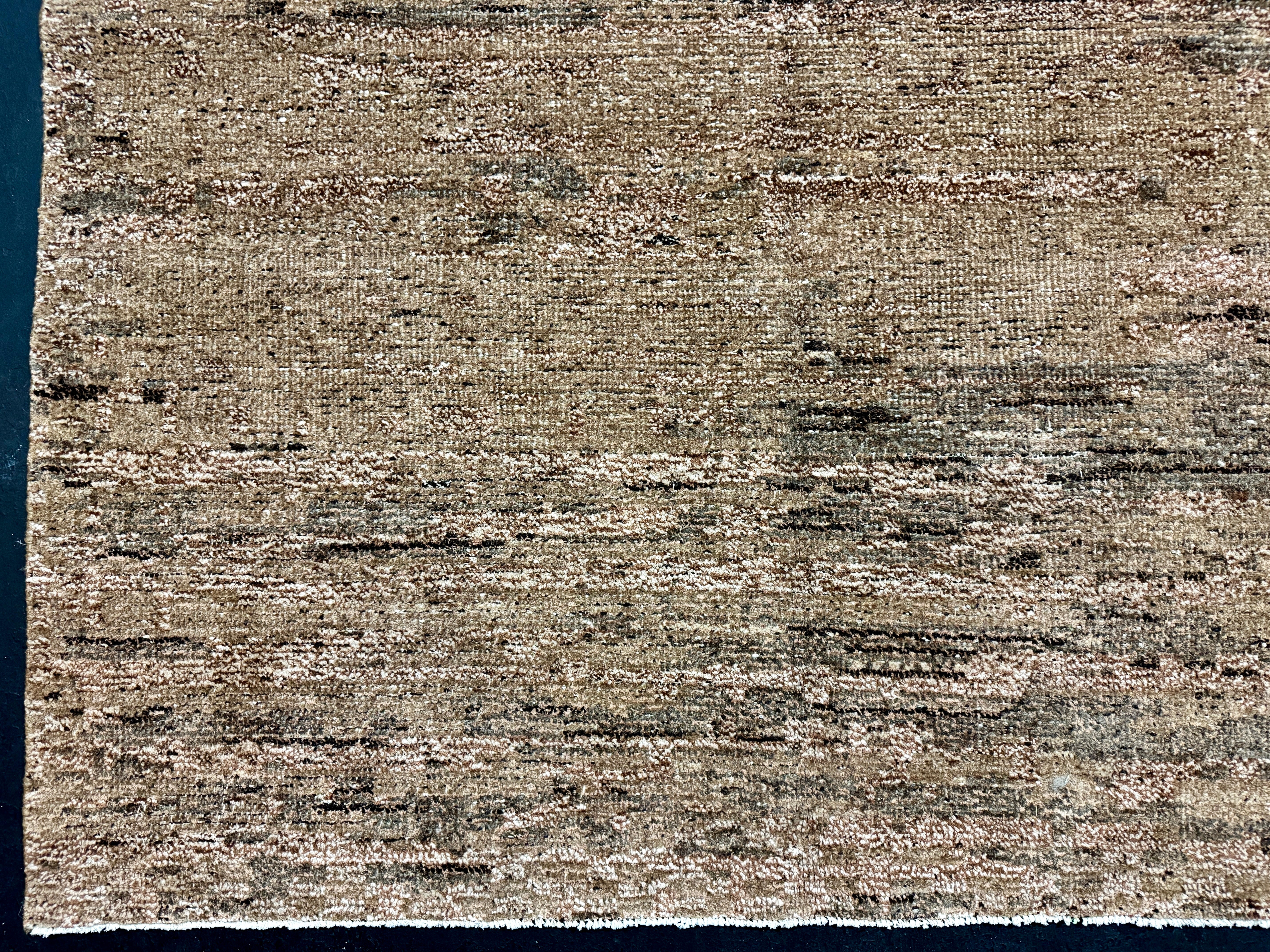 9’3 x 11’11  Moroccan Style Rug Pure Silk and Organic Wool Muted Cognac & Tabacco Brown LB05 Linda's Barn
