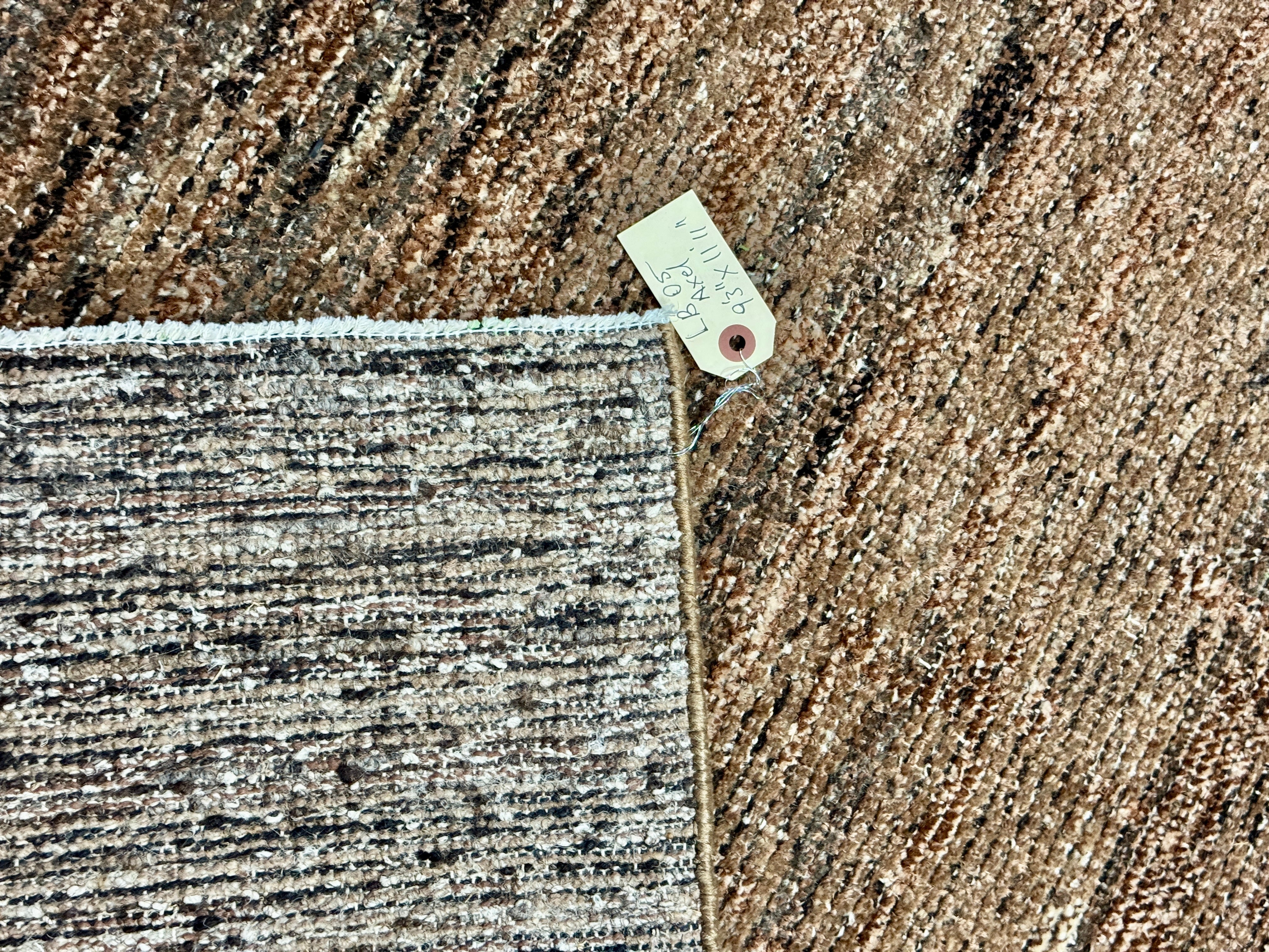 9’3 x 11’11  Moroccan Style Rug Pure Silk and Organic Wool Muted Cognac & Tabacco Brown LB05 Linda's Barn