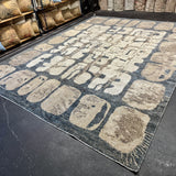 9’4 x 12’3 Swedish Style Rug Pure Distressed Silk, Organic Wool + Allo Muted Midnight Blue, Taupe & Beige LB30 Linda's Barn