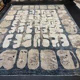9’4 x 12’3 Swedish Style Rug Pure Distressed Silk, Organic Wool + Allo Muted Midnight Blue, Taupe & Beige LB30 Linda's Barn