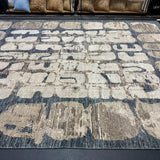 9’4 x 12’3 Swedish Style Rug Pure Distressed Silk, Organic Wool + Allo Muted Midnight Blue, Taupe & Beige LB30 Linda's Barn