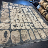 9’4 x 12’3 Swedish Style Rug Pure Distressed Silk, Organic Wool + Allo Muted Midnight Blue, Taupe & Beige LB30 Linda's Barn