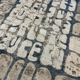 9’4 x 12’3 Swedish Style Rug Pure Distressed Silk, Organic Wool + Allo Muted Midnight Blue, Taupe & Beige LB30 Linda's Barn